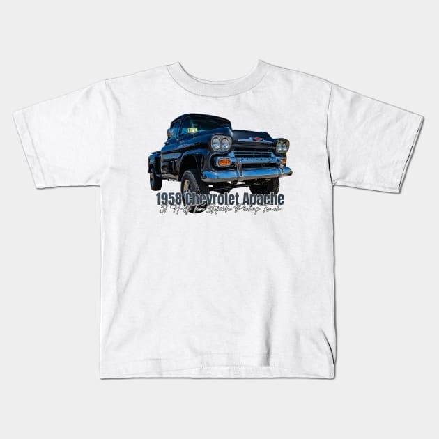 1958 Chevrolet Apache 31 Half Ton Stepside Pickup Truck Kids T-Shirt by Gestalt Imagery